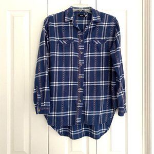 Urban Outfitters BDG Obie Flannel Shirt Womens Blue Plaid Boyfriend Size XS